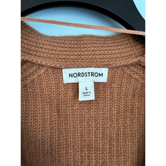 Nordstrom Wool Knit Cardigan Brown Large - Picture 2 of 5